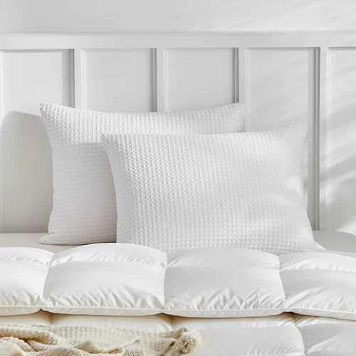 Vista 33 de WARMDERN - Fundas de almohada beige tamaño queen, fundas de almohada estándar, juego de 6 fundas de almohada de microfibra suave, textura boho