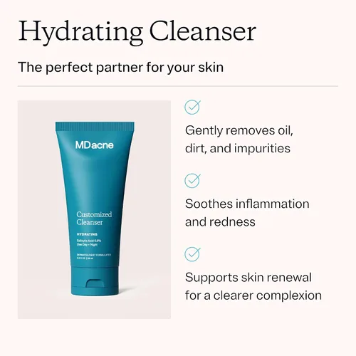 Vista 2 de MDacne Limpiador facial hidratante con ácido salicílico 0.5% - Tratamiento para el acné con ingredientes a base de plantas para eliminar la suciedad