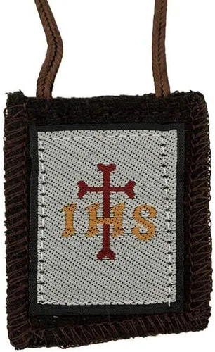 Vista 3 de Figura Santa Católica Escapulario 100% lana Viene con papeles de inscripción (IHS Brown)
