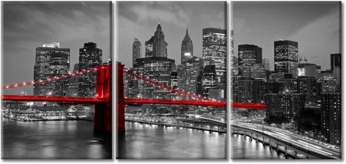 Vista 105 de TUMOVO Arte de pared en blanco y negro con paisaje urbano de Nueva York, decoración de pared de horizonte de Nueva York para sala de estar, puente