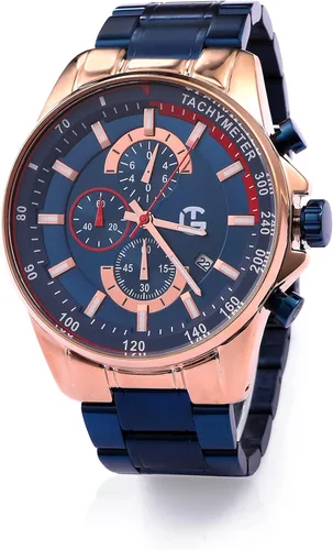 Vista 3 de Technigadgets Grayson - Reloj cronógrafo para hombre, multifunción, de cuarzo, luminoso, analógico, con correa de acero inoxidable y fecha, 98.4ft