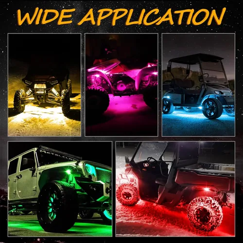 Vista 8 de Niwaker - Kits de luces de roca RGB, 4 cápsulas de luces LED RGB con control Bluetooth, luces LED de neón multicolor para camiones, ATV, UTV, SUV
