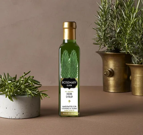 Vista 3 de Floral Elixir Co. - Jarabe de hierbas naturales para cócteles y refrescos, 8.5 onzas (romero)