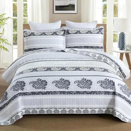 Vista 16 de Edredones Amarillos Tamaño Queen, Juego de Ropa de Cama de Algodón, Edredón Amarillo Gris Blanco, Ropa de Cama Rayada Tamaño Queen, Edredón de Lujo