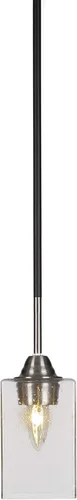 Vista 255 de Toltec Lighting Paramount - Mini colgante de 1 luz en acabado negro mate con cristal de arte perla de 7 pulgadas y estilo negro