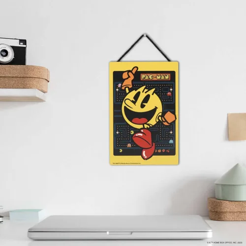 Vista 5 de Pac-Man Jumping - Decoración colgante de pared de madera, divertido letrero de Pac-Man para sala de juegos o dormitorio
