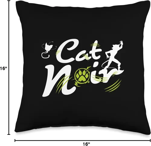 Vista 4 de Miraculous Ladybug Cat Noir - Almohada estilizada para patas, 16 x 16 pulgadas, multicolor