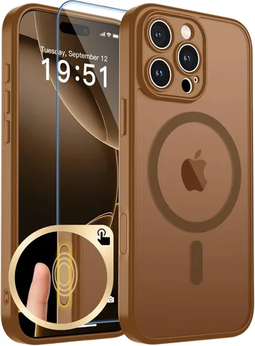 Vista 245 de zapica Funda magnética para iPhone Air, con protector de pantalla de vidrio templado, compatible con MagSafe, translúcida mate, a prueba de golpes