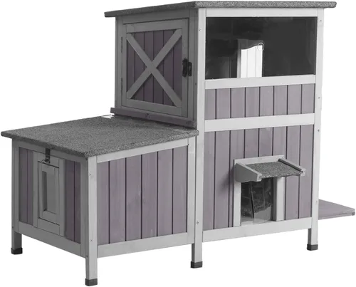 Vista 17 de GUTINNEEN Casa para Gatos de Exterior Climatizada Aislada con Calentador y Forro Térmico, Refugio Cálido de Invierno para Gatos Ferales Espacioso