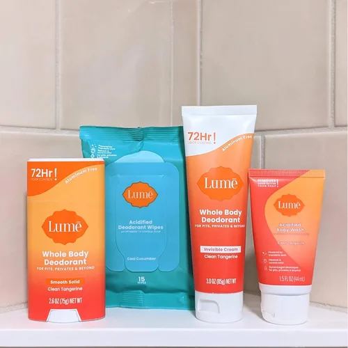 Vista 3 de Lume Set de regalo para el cuidado de la piel para mujeres, paquete de iniciación de desodorante de cuerpo entero - Barra sólida suave, tubo