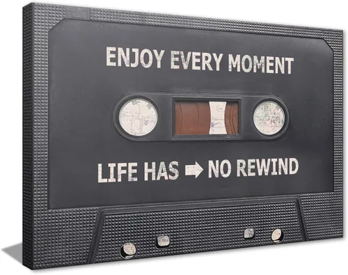Vista 24 de MAMAGO Impresiones de cinta vintage de cassett motivacional, decoración de pared, cinta azul HD que hace que la felicidad sea más fuerte