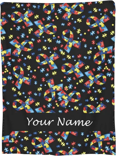 Vista 17 de Manta personalizada con texto de tu nombre, mantas de vellón coloridas personalizadas con huesos de pescado para adultos, niños, familia