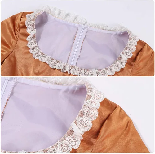 Vista 6 de Yejue Royal Colonial - Disfraz de princesa para niña, Hamilton Elizabeth Schuyler, Angelica Peggy Cosplay Kid Victorian Dress