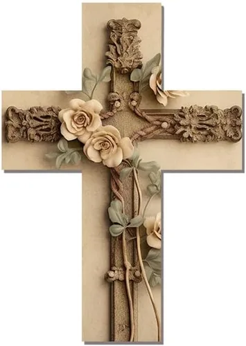 Vista 10 de Imahoocool Placa de madera para colgar en la pared, diseño rústico de madera con cruces, arte de pared para puerta delantera, hogar, cocina, granja