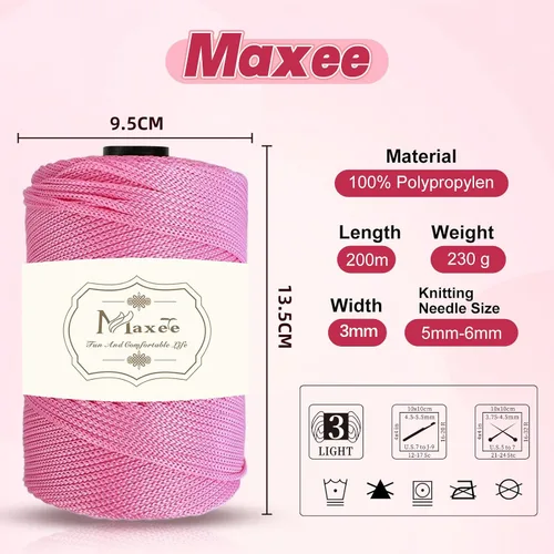Vista 3 de Cordón de macramé de poliéster de alta calidad de 0.118 in × 218 yardas, 0.118 in, 100% polipropileno, ideal para ganchillo, ganchos de pared