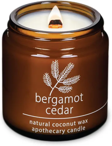 Vista 12 de Vela de mecha de madera agrietada Hemlock Park hecha a mano con cera de coco natural (grande de 16 oz, ámbar) Coconut Apricot Wax Crackling Wood