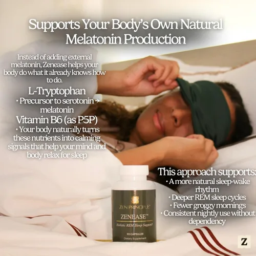 Vista 7 de Zen Principle Zenease - Soporte para dormir con glicinato de magnesio, Ashwagandha KSM-66, azafrán, L-teanina y GABA, sin melatonina, alivio natural