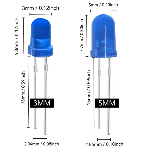 Vista 2 de 200 piezas de kit de surtido de diodos LED de 3 mm de luz emisora de LED, conjunto variado de componentes de circuito LED difusos redondos