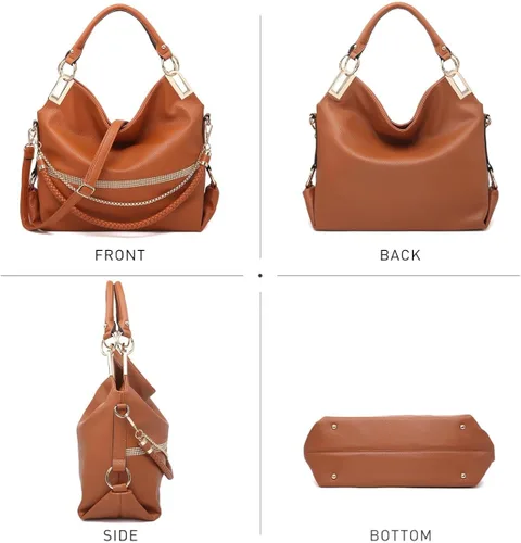 Vista 2 de Dasein Purses for Women Vegan Leather Handbags Rhinestones Hobo Bags Tote Purse Shoulder Bag Ladies Handbag