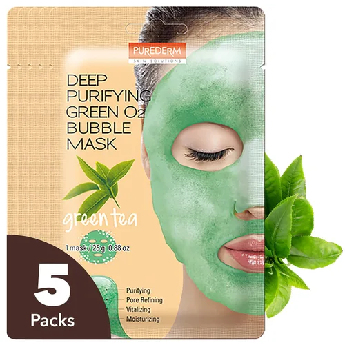 Vista 6 de Máscara de burbujas 02, negra, purificación profunda, de Purederm, carbón (paquete de 10) – Hoja de máscara facial de burbujas para purificación