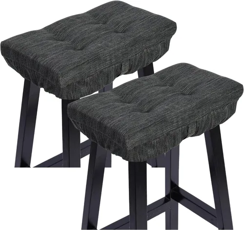 Vista 9 de baibu Juego de 2 cojines de espuma viscoelástica rectangulares, diseño de doble capa, cojín para taburete de bar con lazos, solo 2 almohadillas