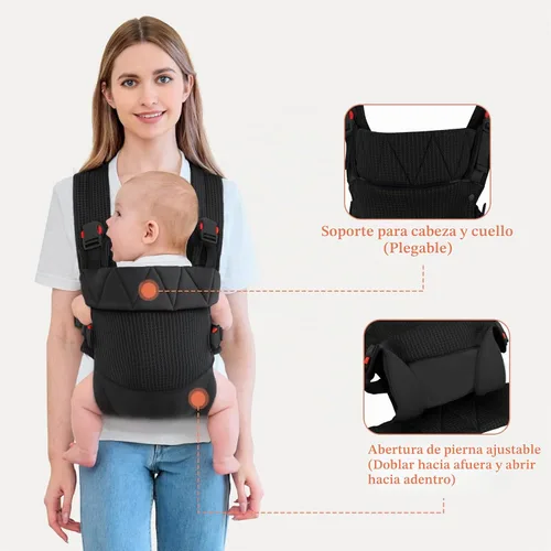 Vista 5 de IULONEE Portabebés Wrap Mochila para bebés recién nacidos a niños pequeños Negro