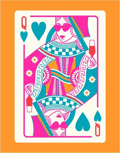Vista 10 de Queen of Hearts Decoración Preppy para Habitación - Queen O Hearts Decoración de Pared Estética Linda y de Moda para Mujeres - Estampado Funky Azul