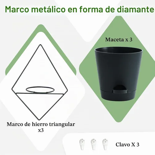 Vista 4 de Koalaime 3 juegos de macetas de pared para plantas de interior, macetas colgantes geométricas para plantas de interior, macetas de riego automático