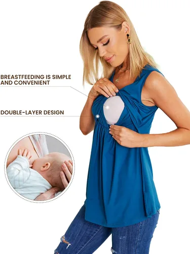 Vista 2 de Ekouaer Camisetas sin mangas de lactancia para mujer, paquete de 3