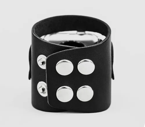 Vista 7 de wide Leather cuff band compatible with Apple watch 38mm 40mm 41mm 42mm 44mm 45mm 46mm 49mm, Handmade UA 1620