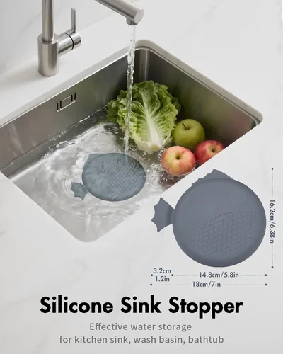 Vista 2 de Wokdada Revolucionario colador de drenaje para fregadero de cocina y tapón de fregadero/malla de cadena reversible patentada, limpieza sin esfuerzo