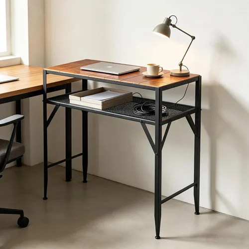 Vista 2 de Mesa de bar de 47 pulgadas de alto, mesa de bar de altura de barra, mesa de bar para sofá, mesa de centro rectangular para cocina y comedor, tubo