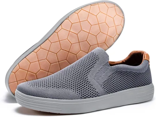 Vista 6 de Puxowe Mocasines de malla para hombre con soporte de arco de espuma viscoelástica y soporte de arco antideslizantes