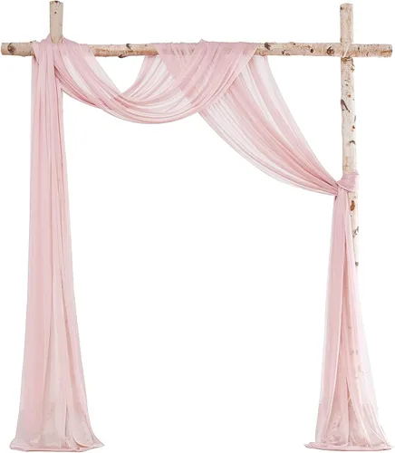 Vista 8 de Floroom Tela drapeada de arco de boda, 2 paneles de 19 pies, cortinas de tela de gasa blanca, decoración de ceremonia de boda, recepción