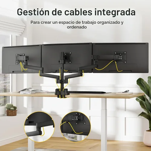 Vista 5 de monTEK Soporte de monitor triple para pantallas de 13 a 27 pulgadas, máximo