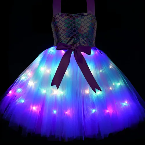 Vista 3 de Soyoekbt Girls Mermaid Costume Princess Tutu Dress for Birthday with Headband 3-8 Years
