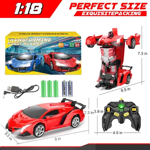 Vista 5 de Chridark Juguetes de Coche a Control Remoto - Coches RC Transformables para Niños, Juguetes de Coche Robot Transformable, Regalo de Juguetes