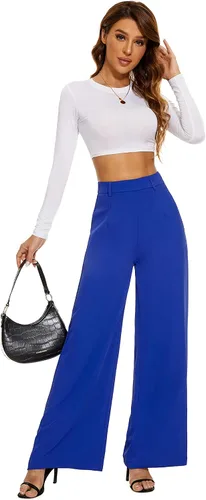 Vista 2 de FUNYYZO Women Wide Leg Pants Side Hidden Zipper Lounge Flare Bottoms Causal Long Trousers