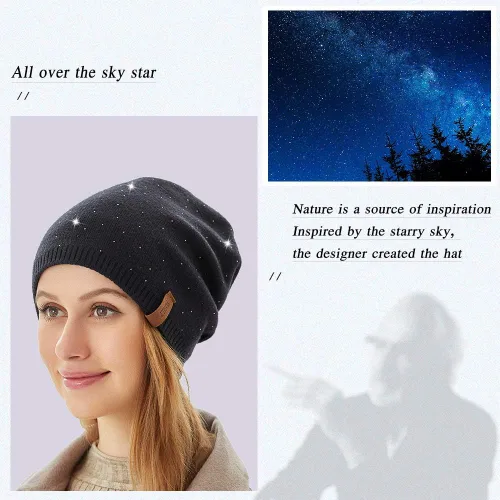 Vista 6 de Gorro de invierno para mujer gorro de punto cálido suave holgado de cachemira para mujer y madre