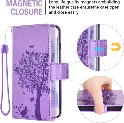 Vista 5 de Asuwish Funda compatible con iPhone 13 Mini de 5.4 pulgadas, protector de pantalla de vidrio templado, correa de muñeca, tarjetero para teléfono