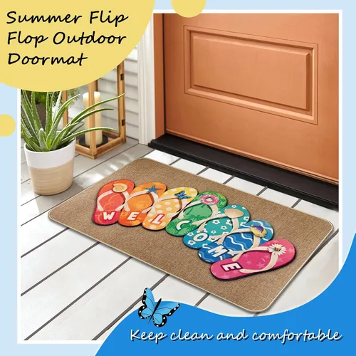 Vista 5 de Tallew Chanclas de verano para puerta, antideslizantes, de goma, para verano, bienvenida, náuticas, para playa, para interiores y exteriores, tapete