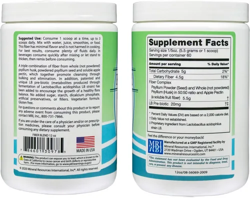 Vista 6 de Mezcla de fibra Anderson con prebiótico LB, suplemento de fibra natural de primera calidad, pectina de psyllium y manzana, polvo de fibra, limpieza