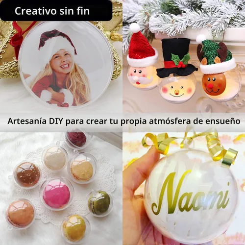 Vista 7 de Jishi Paquete de 10 adornos de Navidad de plástico transparente para manualidades, bolas de adornos de Navidad DIY rellenables de 2.36 pulgadas