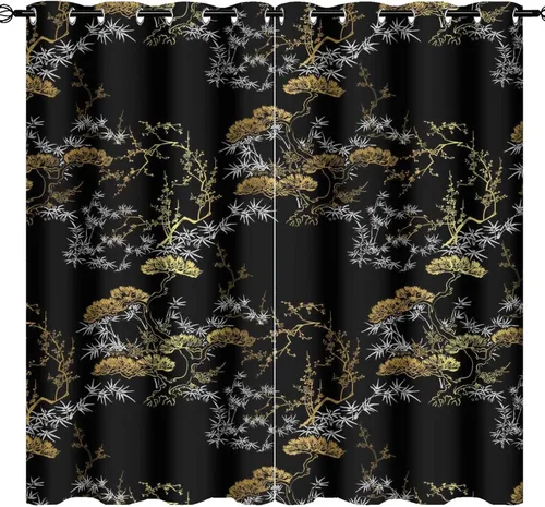 Vista 49 de Cortinas opacas de constelación para sala de estar, arte moderno abstracto, negro, galaxia, blanco, patrón de símbolo de constelación