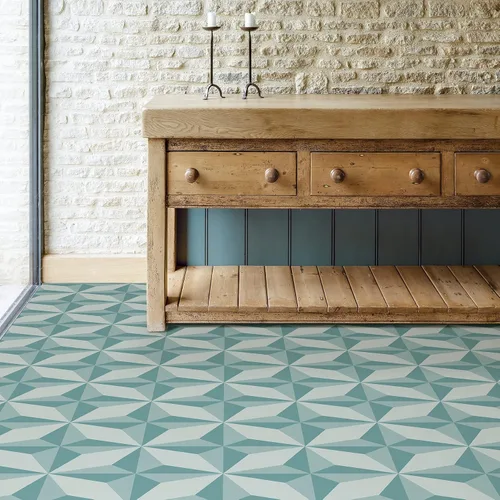 Vista 4 de FloorPops Topaz - Azulejos de suelo Peel & Stick, color azul