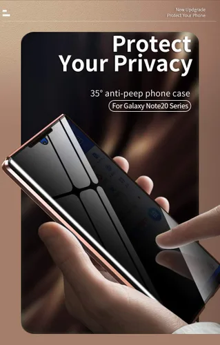 Vista 5 de Funda antiespía para Galaxy Note 20 de 360°, vidrio templado transparente de doble cara [absorción magnética] protección de parachoques de metal
