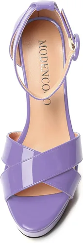 Vista 24 de MODENCOCO Sandalias de boda con correa de tobillo sexy para mujer, con plataforma y puntera abierta, tacón de aguja y tacón alto, zapatos de vestir