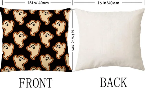 Vista 3 de Fundas de almohada de Halloween de 16 x 16 pulgadas, juego de 2 bonitas fundas de almohada decorativas para sofá, dormitorio, sala de estar
