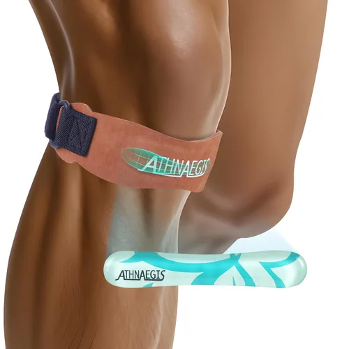 Vista 9 de Correa de cuero para aliviar el dolor de rodilla y estabilizador de rótula, soporte de silicona líquida para senderismo, fútbol, baloncesto, correr