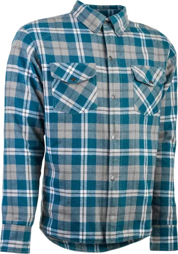 Vista 11 de HIGHWAY 21 Marksman - Camisa de franela a cuadros, con botones para motocicleta, tela protectora de algodón tejida